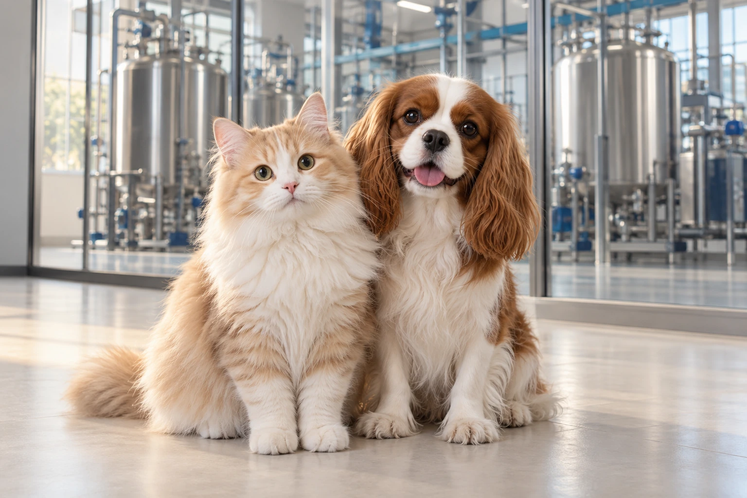 &Uuml;retim ortamı &ouml;n&uuml;nde kedi ve k&ouml;pek; temsili pet bakım g&ouml;rseli